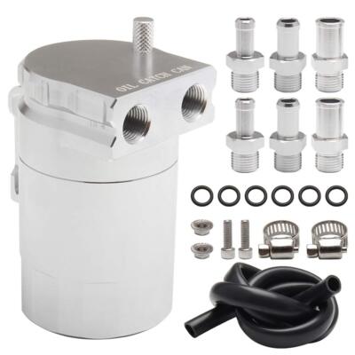Universal Aluminum Oil Catch Can Reservoir Baffled Tank Car Truck 300ml Silvery