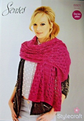 Stylecraft Strickanleitung: Damen Spitzenschal, Spitzengewicht, Einheitsgröße, 8861