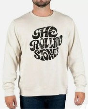 The Rolling Stones Licensed Men's Graphic Fleece Crew Size M Bone White