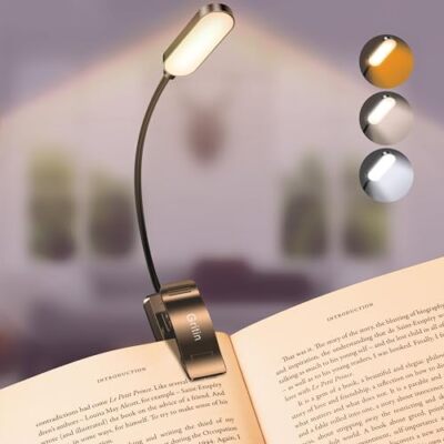 Gritin 16 LED Rechargeable Book Light for Reading in Bed - Eye Caring 3 Black