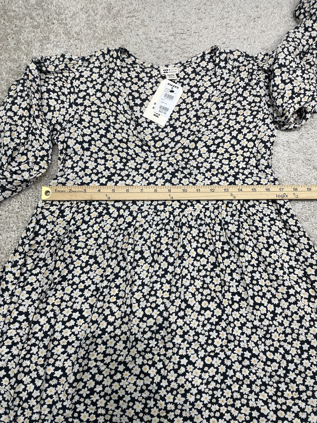 UNDERCOVER BillaBong Secret Wish Babydoll Vestito Donna XS Mini Abito Floreale Nuovo con etichette