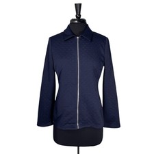 Chicos Womens 1 M 8 Navy Quilted Jacket Full Zip Stretch Lightweight Casual Top