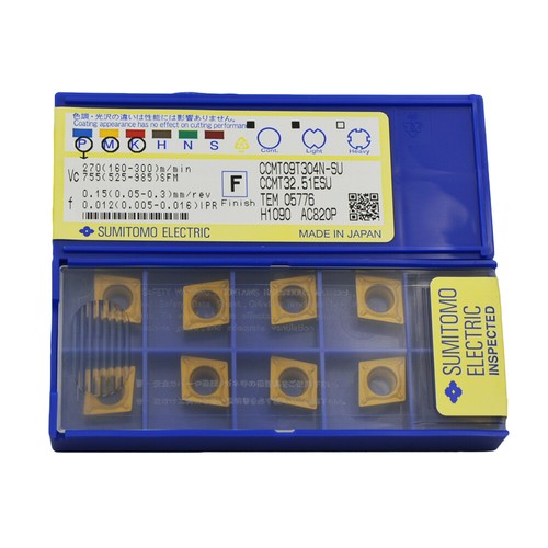 10 Inserts Carbure Sumitomo CCMT060204N-SU CCMT21.51ESU AC530U - Pour Tournage CNC - Fabrication Japon