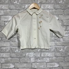 Vintage Girls Size 12 Button Up Shirt. Mushroom Embroidery. Made in USA *flawed*