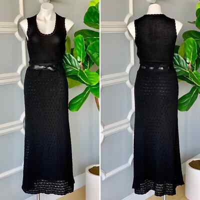Red Valentino Knit Maxi Dress Cotton Crochet Black Women's Medium NEW $925  | eBay