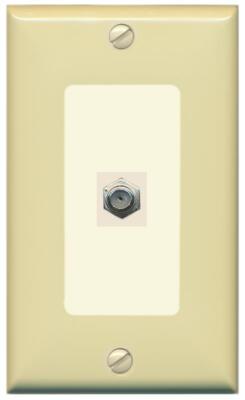 RiteAV 1 Port Coax Cable TV F-Type Wall Plate 1 Gang [Ivory/Light-Almond]