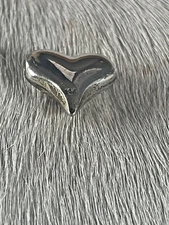 Western Womens Pendant 7/8 x 7/8 in Heart Silver 925 Stamped Bead No Chain