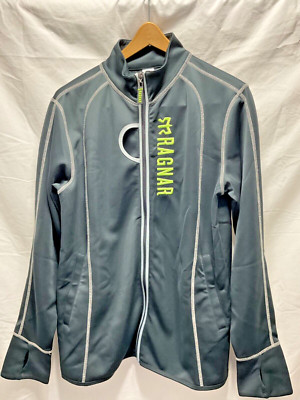 RAGNAR Nordic Track Running Relay Series black full zip Lg lime logo thumb holes