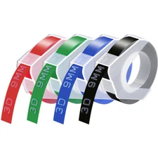 4PK 3D Embossing Tape For Dymo Motex Label Maker 3/8" Red Green Blue Black