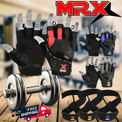 Weight Lifting Bodybuilding Gym Fitness workout Red Leather Gloves Slim