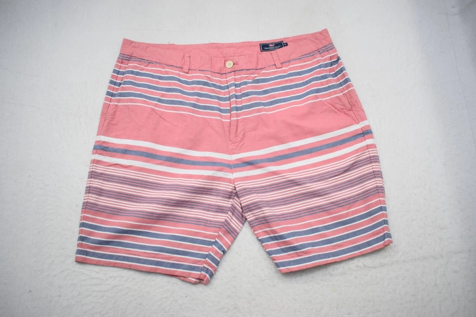 Pantalones Cortos Rompedores de Ballenas Vineyard Vines Rayas Frente Plano Chino Para Hombres Talla 42 x 9" Foto 2 de 4