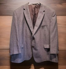 Lauren Ralph Lauren Gray Blue Brown Houndstooth Silk Wool Sportcoat 54r