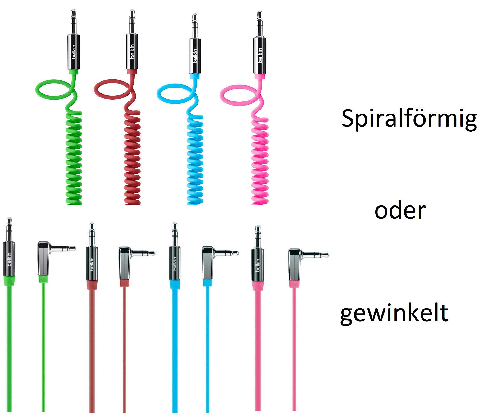 Thumbnail - Belkin Audio Kabel 3,5mm Klinke Spiralkabel Gewinkelt Aux