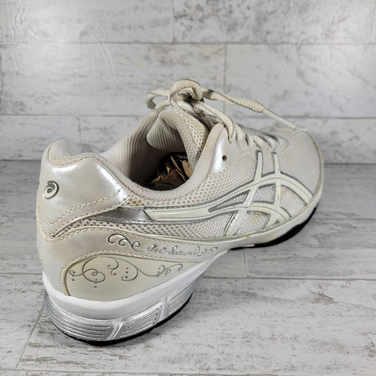 ASICS GEL-TACTIC ホワイト/ブルー27.5cm Asics T080N Gel-Harumi White Mesh Lace-Up Running Sneakers