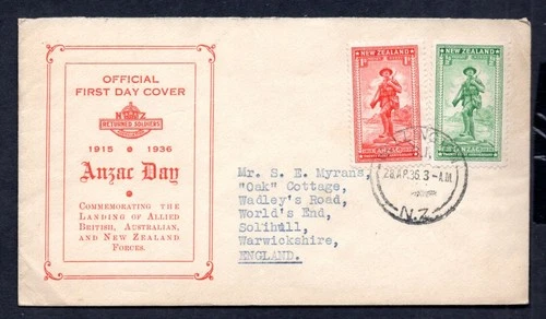 New Zealand - 1936 Anzac Day First Day Cover