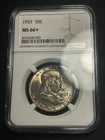 1957 Franklin Silver Half Dollar NGC MS 66+