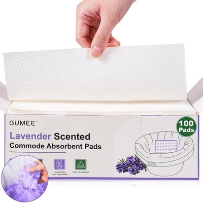 100PCS Lavender Scented Commode Absorbent Pads for Bedside Commode Bucket - M...