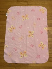 HTF Carter's Pink Butterfly Dragonfly Flower Fleece Baby Blanket VTG