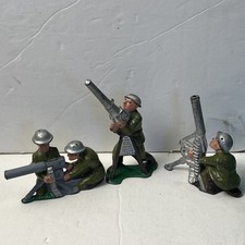 Vintage Barclay Artillery Lot Lead Army Soldiers Painted 1930  s - Lot Of 3