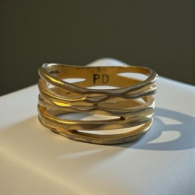 Premier Designs Ring Gold Tone Open Spirals  Down To The Wire  Matte Size 11.5