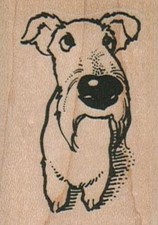 Dog Looking Up 1 1/2 x 2" Mounted Rubber Stamp, Animal Stamp, Dog Stamp