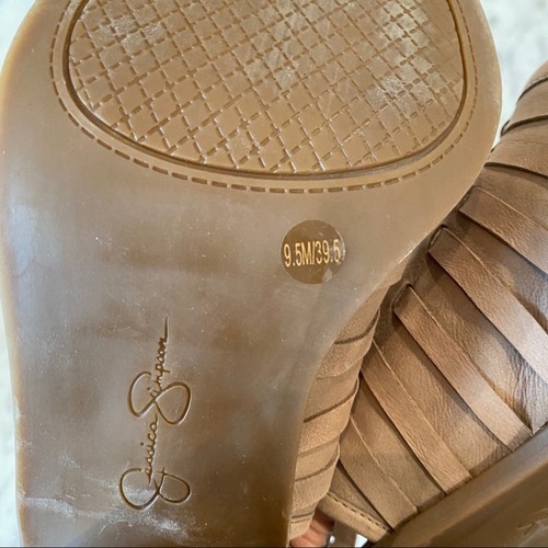 Jessica Simpson Damen Slingback gewebt taupe zehenfrei Blockabsatz Größe 9,5 - Bild 7 von 8