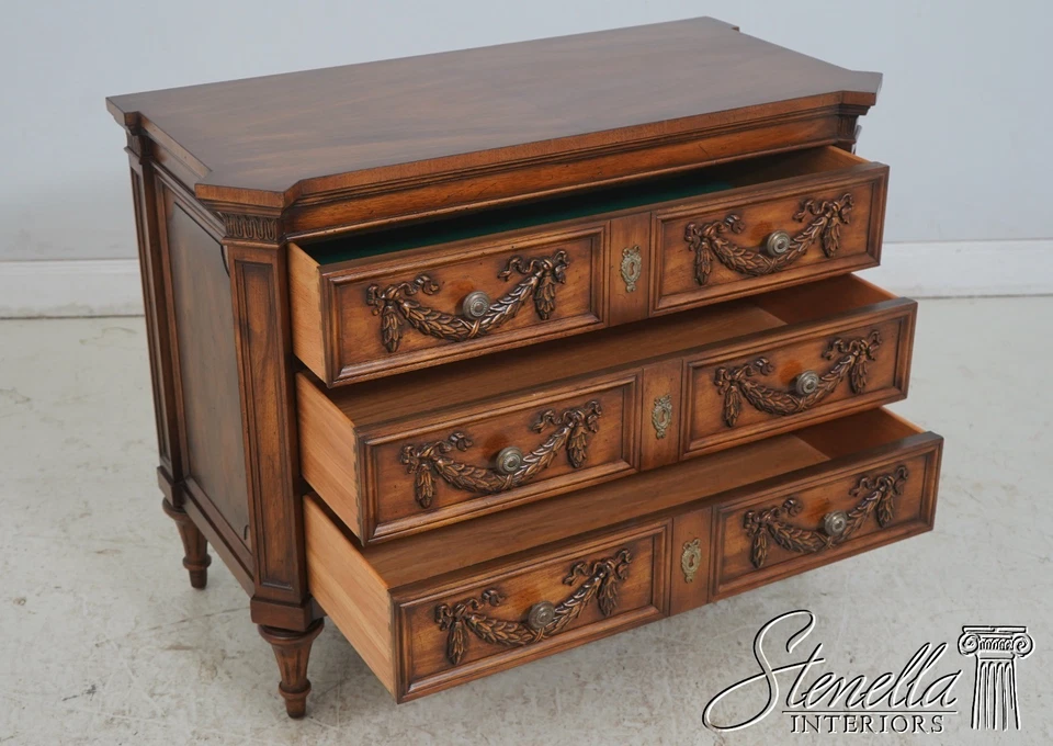 L69637: KARGES Francés Luis XVI Tallado Nogal Soltero Cofre Servidor Foto 3 de 4