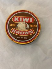 Vintage 1980's KIWI Brown Shoe Polish Tin Still Good Usable.