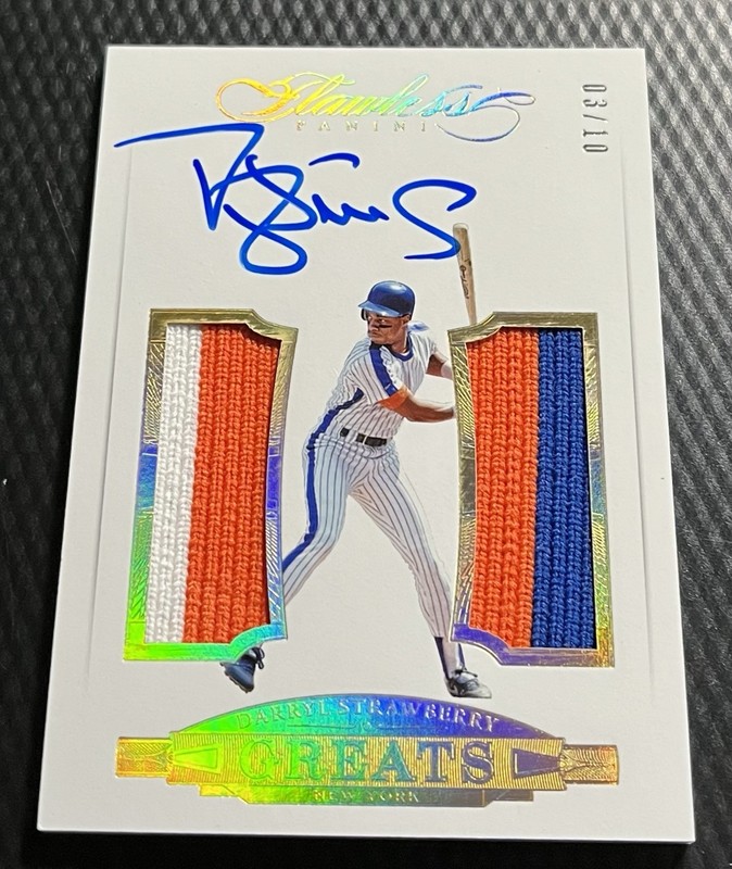 2017 Darryl Strawberry Mets 3/10 Panini Flawless Auto 3-Color Patches #GDMA-DS