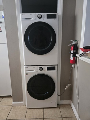 #ad #ad LG ThinQ Stackable Front Load Washer amp; Dryer Set White Steam Cycle Sensor Dry $650.00