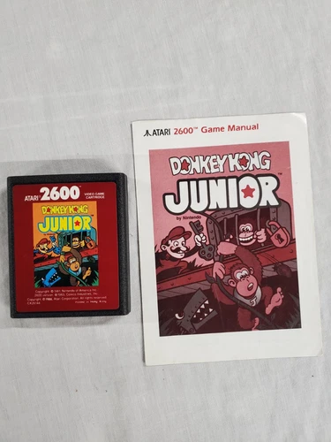 Donkey Kong Junior (Red Label) Video Game Cartridge and Instructions Manual 1988