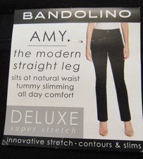 Bandolino Amy black straight leg tummy slimming deluxe stretch jeans 14 NWT