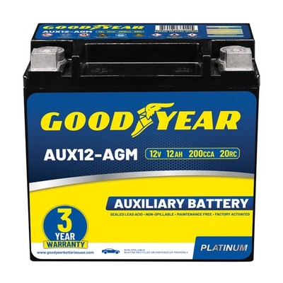 Goodyear 12V 12 AH, 20RC, 200 CCA Platinum AGM Auxiliary Battery