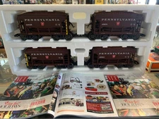 LGB G GAUGE #40045 PENNSYLVANIA 4 PACK ORE CARS METAL WHEELS KNUCKLE COUPLER