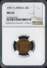 1991 South Africa 20 Cents NGC MS65 Quality