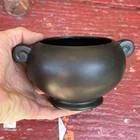 Vintage McCoy-Floraline Pottery Jet Black Matte  USA #452 Double Handle