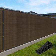 1ft Brown Privacy Fence Screen Heavy Duty Outdoor Shade Cloth Mesh with Zip Ties