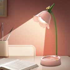 LED Flower Desk Lamp Cordless Table Light Desk Lamp for Children 3 Color Modes