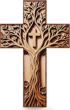 12" Wooden Cross Wall Decor Crucifix Christian Home Church Altar Baptism Gift