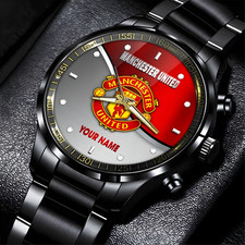 Man.ches.ter United Black Stainless Steel Watch