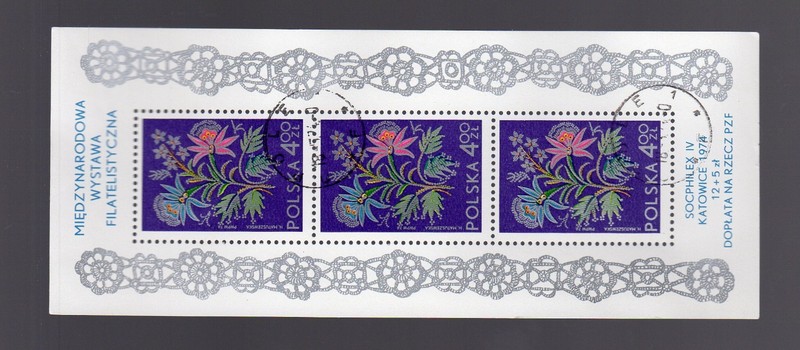 POLAND (1974) SOCPHILEX IV INTERNATIONAL PHILATELIC EXPO - Souvenir Sheet (used)