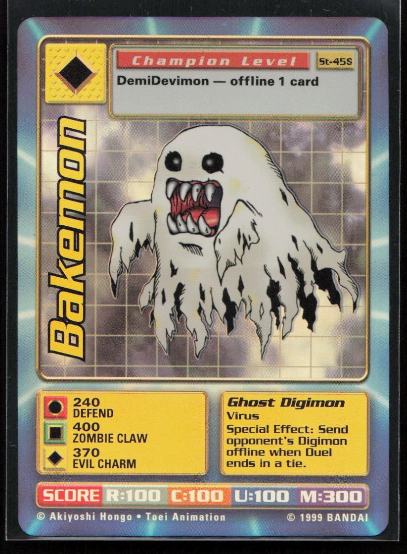 1999 Digimon - Digital Monsters Unlimited Foil Bakemon #ST-45S NM (2A)