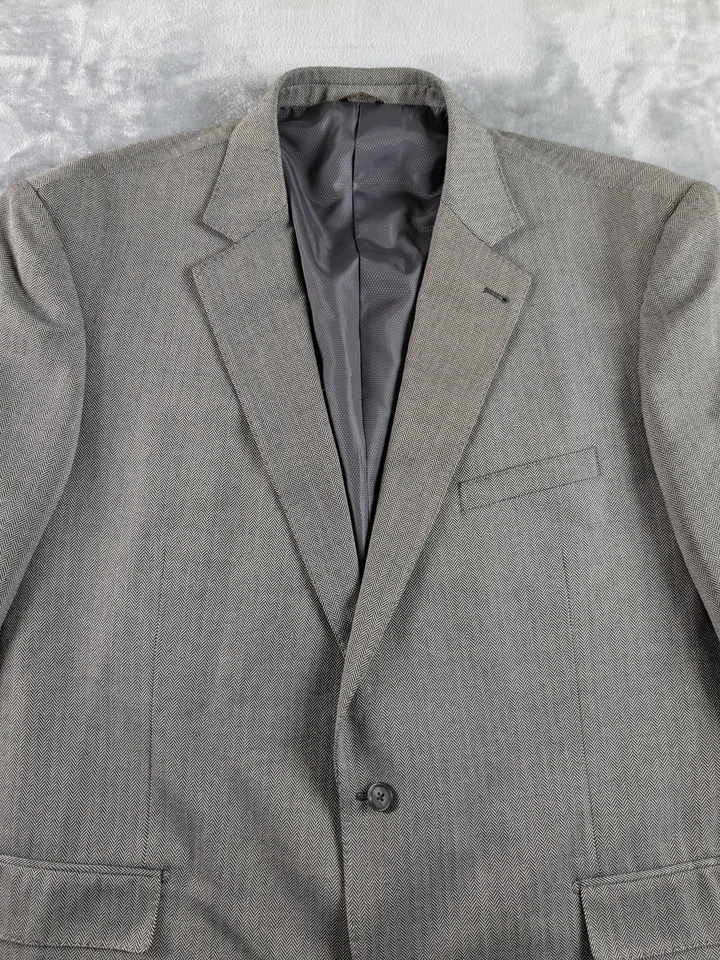 Oak Hill Blazer Men 2XL 50/52R Gray Herringbone Sport Coat Jacket Classic Preppy - Image 2 of 4