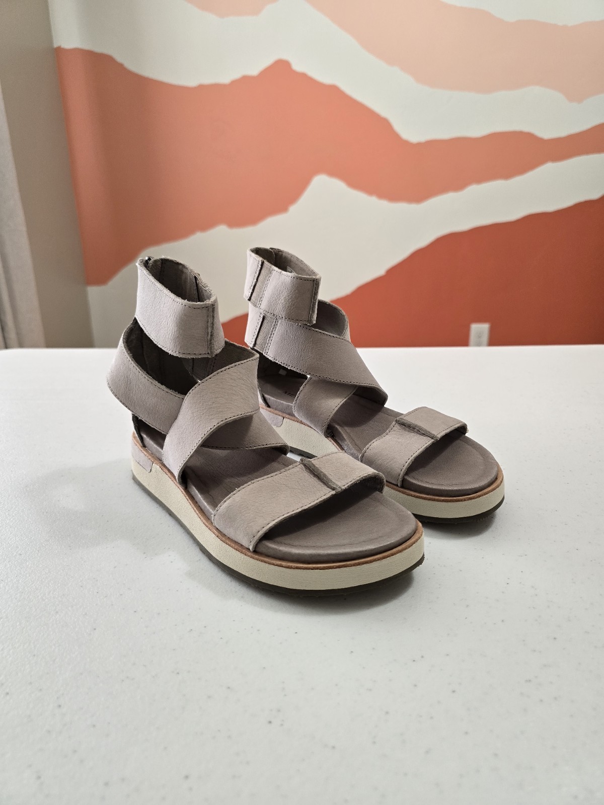 Merrell Sandali Donna 7 Grigio Roam Mid Cross Cinturino Caviglia Gladiatore Pelle