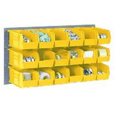 Global Industrial Wall Bin Rack with 8 Yellow Bins 36x11x19