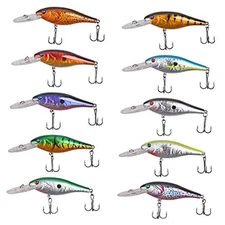 Fishing Lures Kit Crankbait Minnow Hard Bait Set Deep Diving Type B: 10pcs