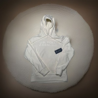 U.S. Polo Assn. Sweater Men s XXL White Fleece Pullover Hoodie NEW WITH TAGS