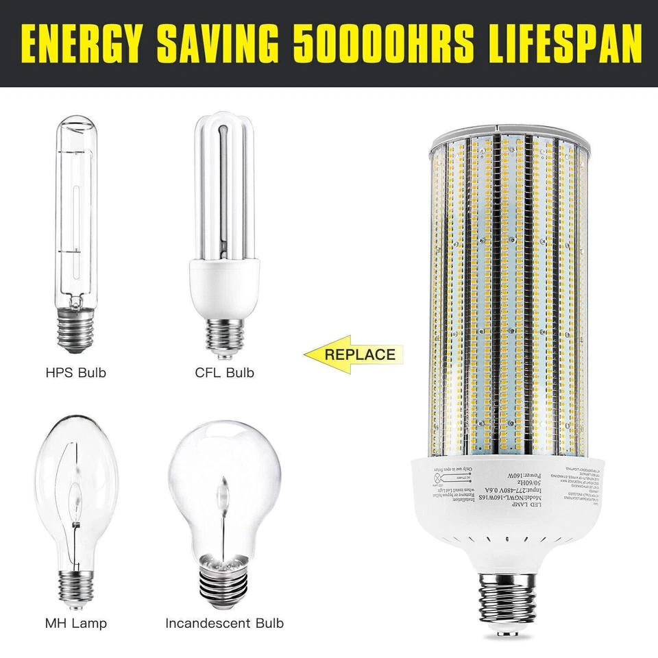 AC480V 100W LED Corn Cob Light Bulb Daylight 14000Lm Replace 400Watt MH HID HPS - Image 4 of 4
