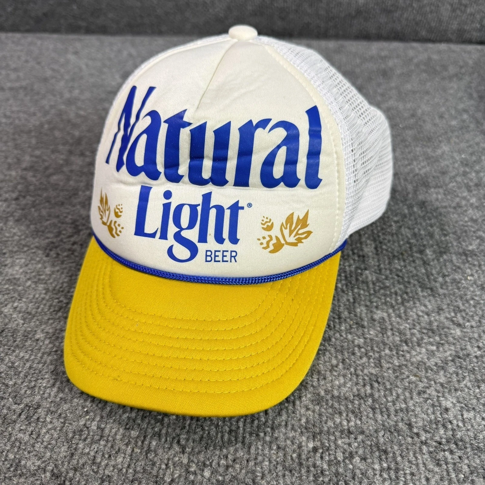 Natural Light Beer Mesh Trucker Hat White Yellow Adjustable Brew City