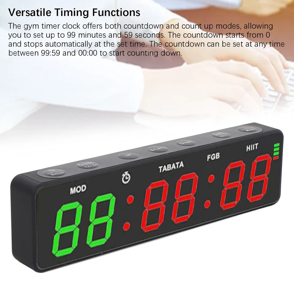 Portable Gym Timer Clock Magnetic Rechargeable Workout Interval Fitness Digital - Bild 4 von 4